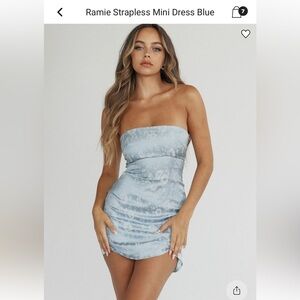 Princess Polly Ramie strapless mini dress -blue floral